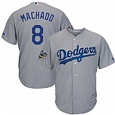 Dodgers 8 Manny Machado Gray 2018 World Series Cool Base Player Jersey Dzhi,baseball caps,new era cap wholesale,wholesale hats